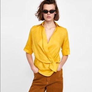 Zara Draped Linen Top size M